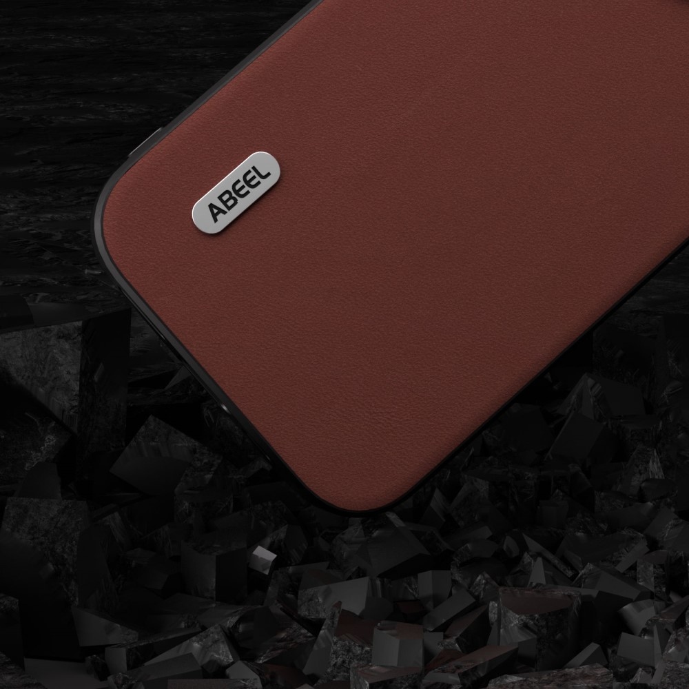ABEEL zselés tok kemény hátlappal iPhone 15 Pro Max készülékhez - kávé