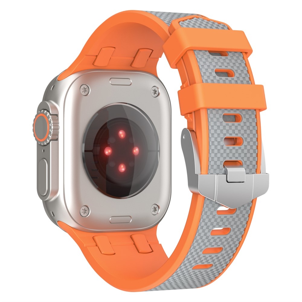 Sport szilikon szíj Apple Watch Ultra/Ultra 2 49mm/SE/SE 2022/2023 44mm/9/8/7 45mm/6/5/4 44mm/3/2/1 42 mm-es órához - narancssárga/szürke