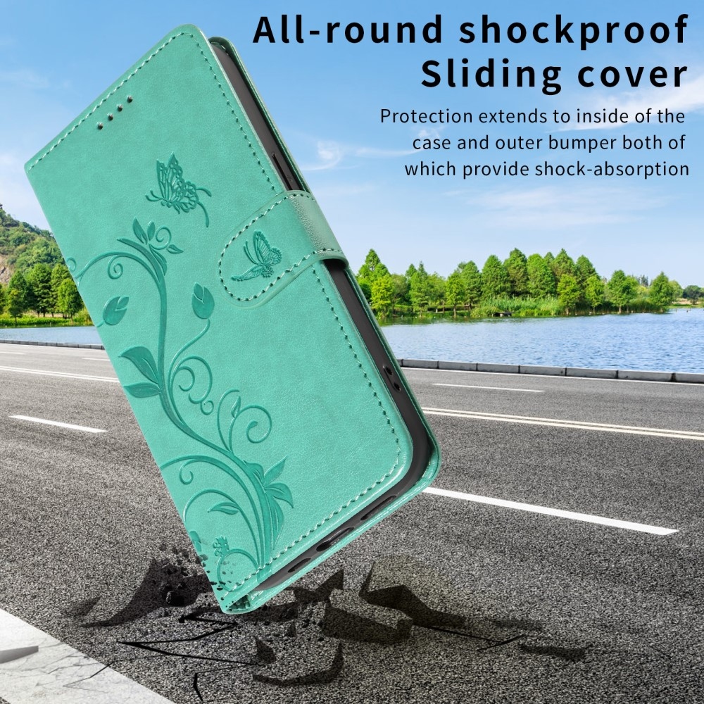 Virágok könyv tok Xiaomi Redmi A5 (173.45x79.35x8.45mm) - teal színű