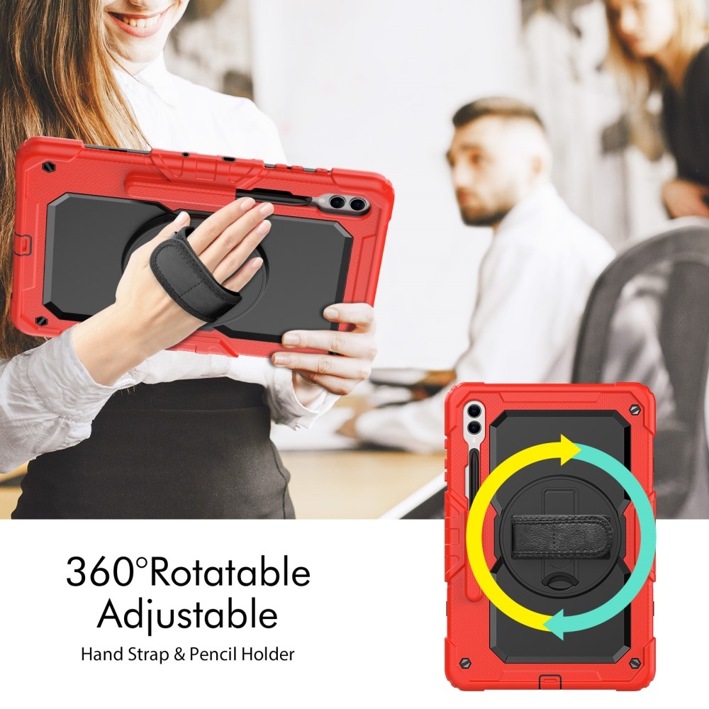 Rúgásálló borítás kézi fogantyúval Samsung Galaxy Tab S9+/Tab S10+ készülékhez - piros