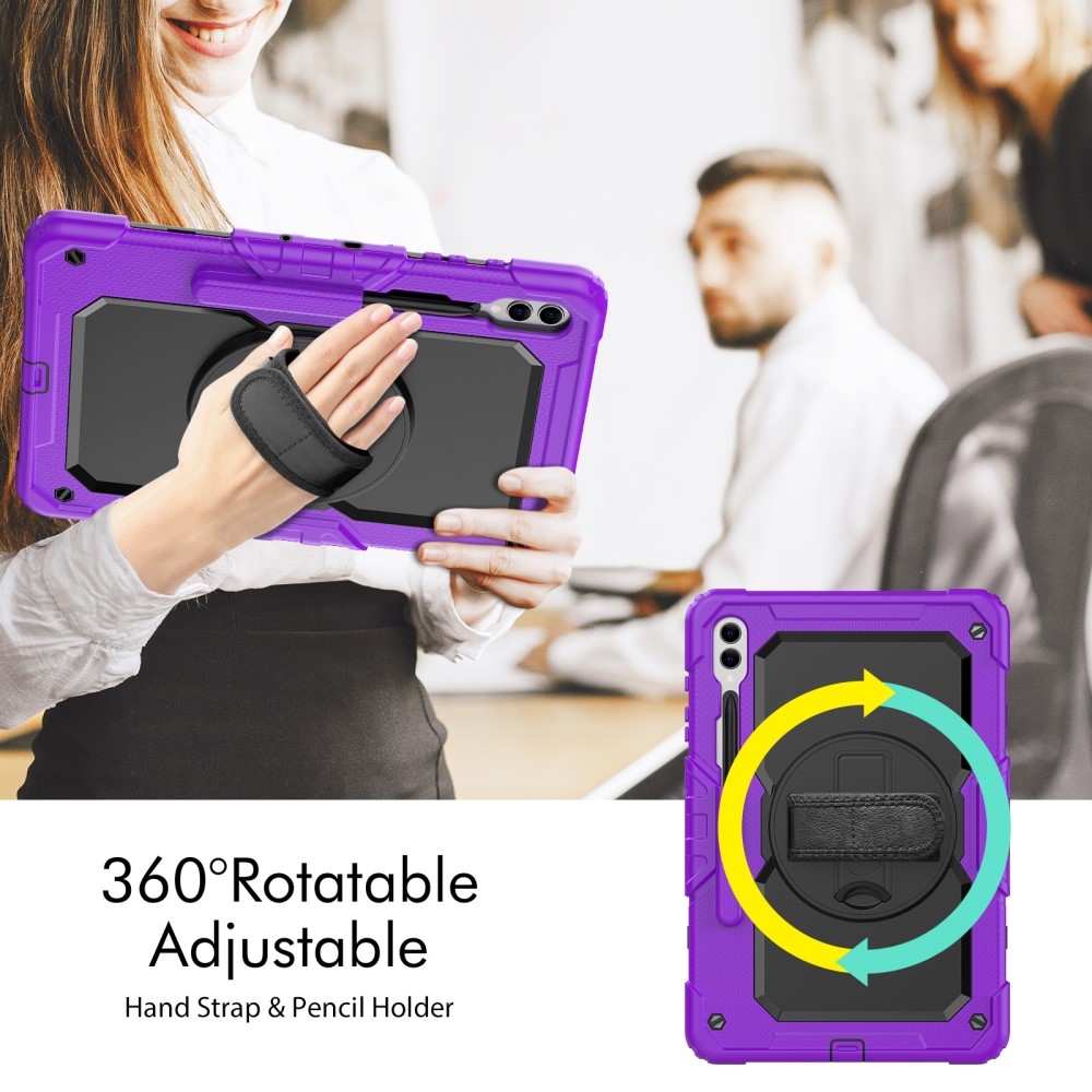 Rúgásálló borítás kézi markolattal Samsung Galaxy Tab S9+/Tab S10+ készülékhez - lila