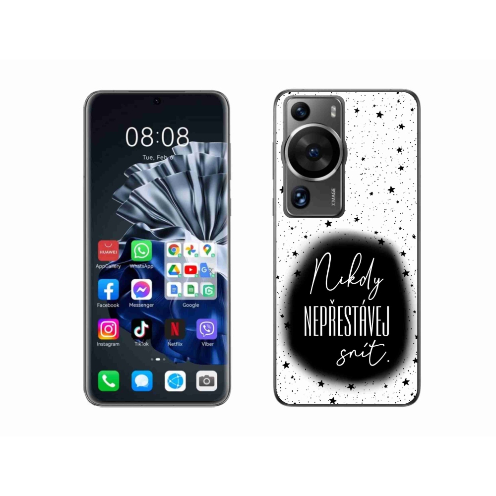 Gél borítás mmCase a Huawei P60 Pro készülékre - idézet 1 fekete-fehér háttérrel