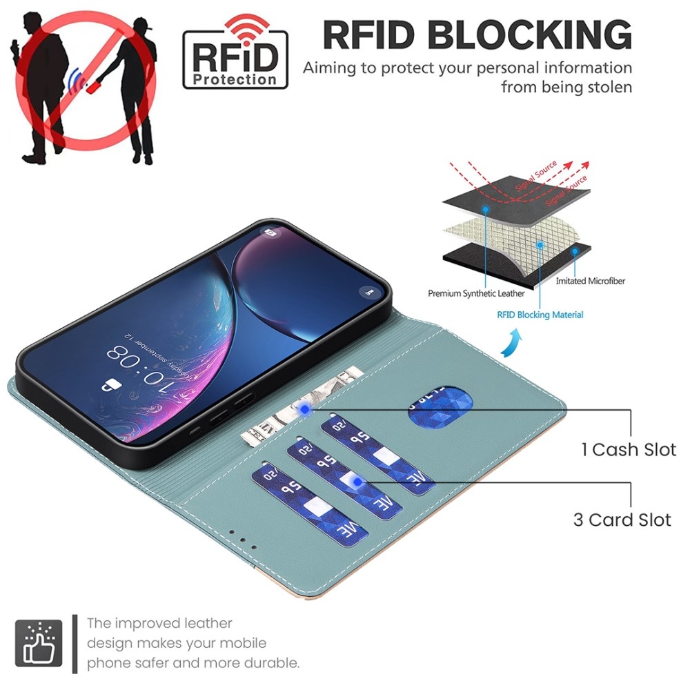 BNF DUO könyvtáska Xiaomi Redmi Note 14 Pro-hoz - zöld
