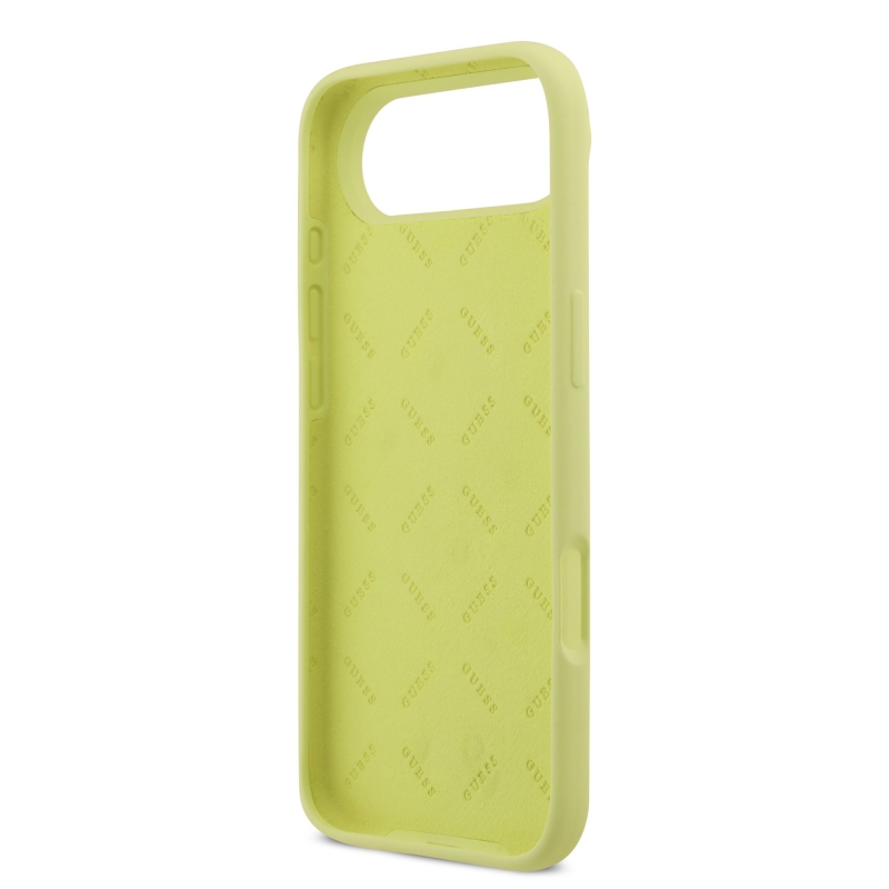 Guess Liquid szilikon 4G fém logós hátlap iPhone Airhez Sárga