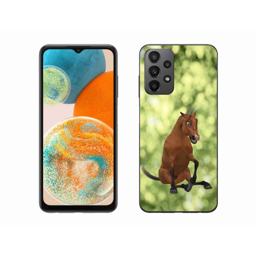 Zselés borítás mmCase Samsung Galaxy A23 4G/5G - barna rajzfilm ló 1
