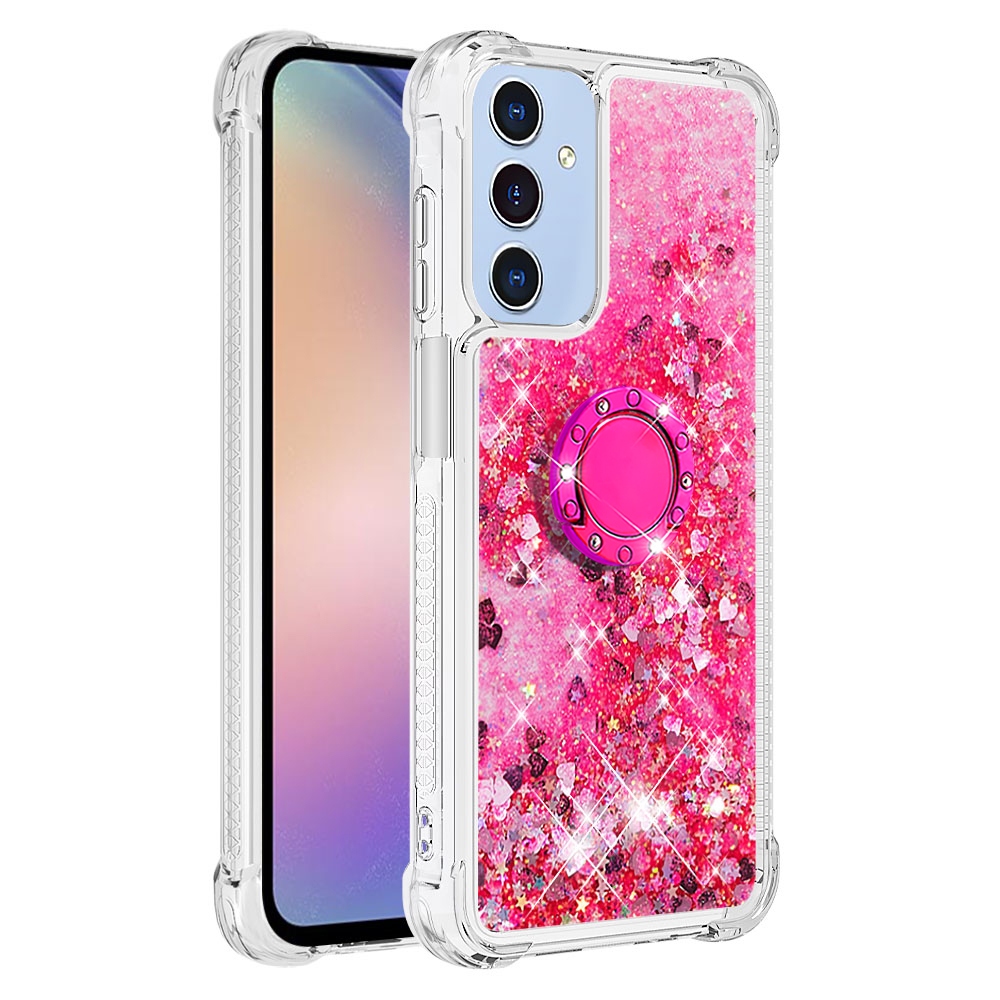 Glitt homokóra zselés tok ujjgyűrűvel Samsung Galaxy A17 5G-hez - rózsaszín/szív