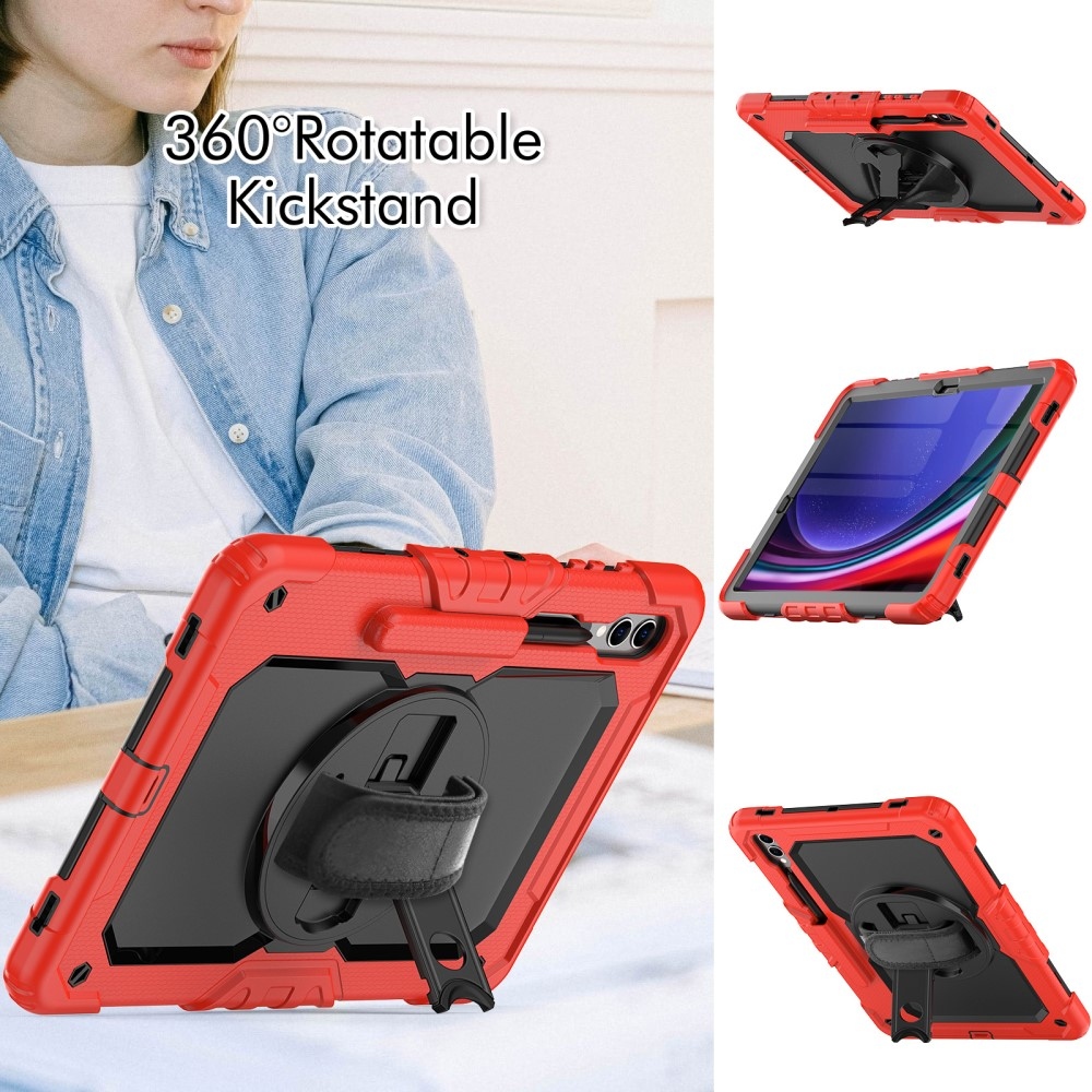 Rúgásálló borítás kézi fogantyúval Samsung Galaxy Tab S9+/Tab S10+ készülékhez - piros