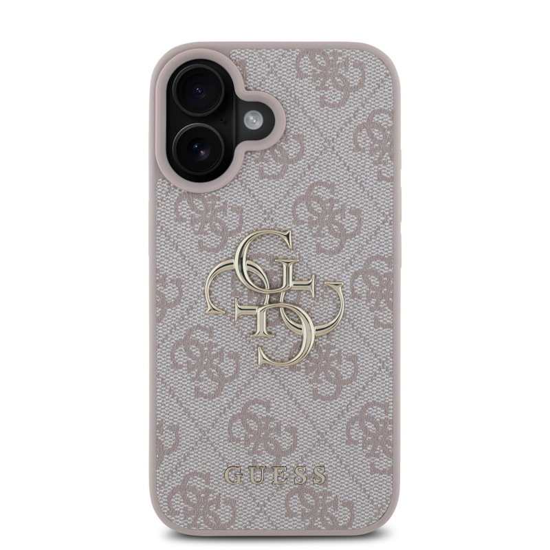 Guess PU 4G fém logós hátlap iPhone 16 Plus rózsaszínű készülékhez