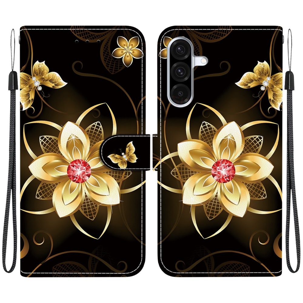 Sokoldalú könyvtáska Samsung Galaxy A36 5G/A56 5G - arany virág