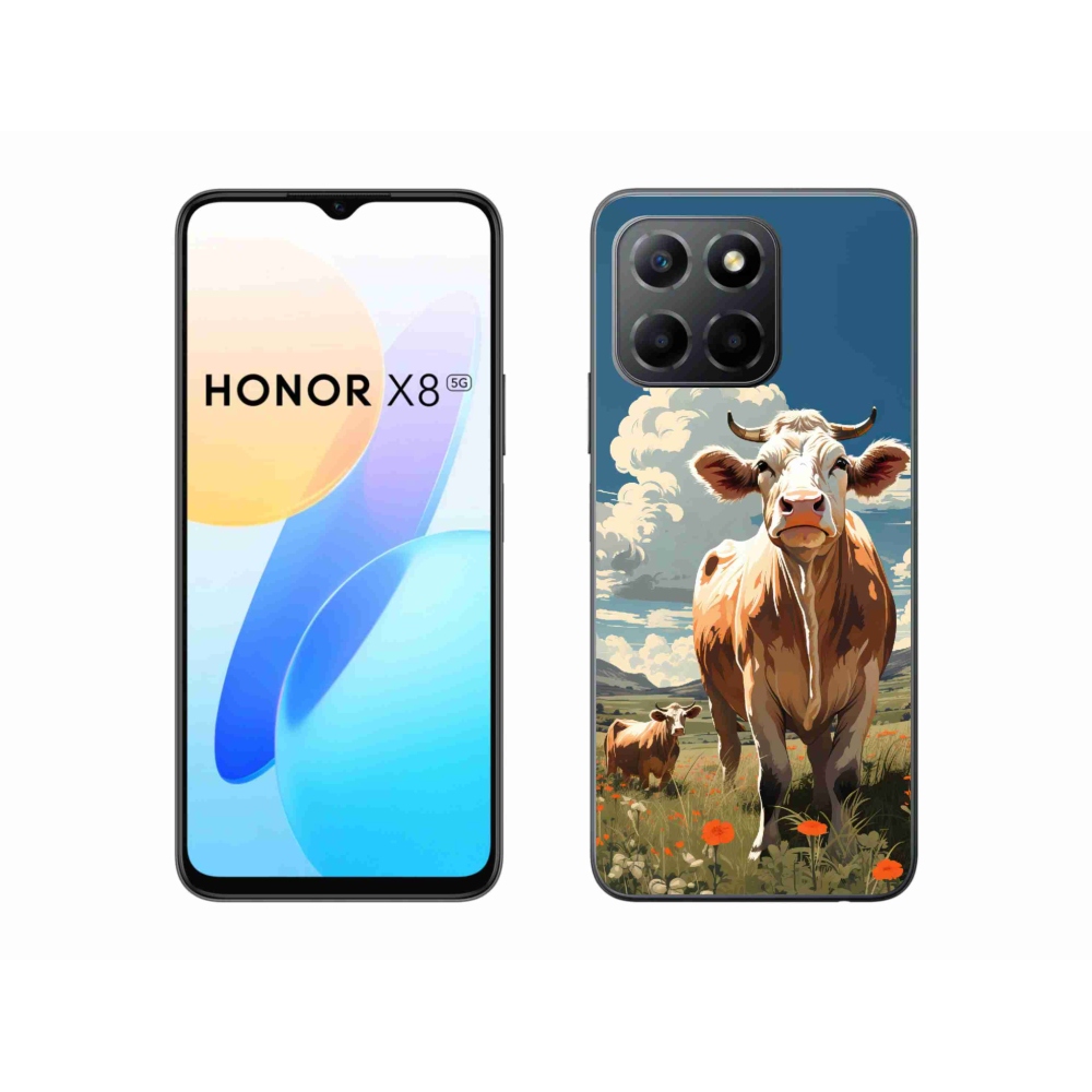 Zselés borítás mmCase a Honor X8 5G számára - tehenek a réten