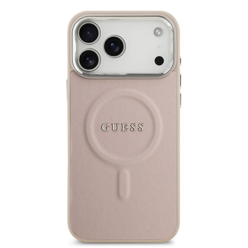 Guess PU Saffiano MagSafe MagSafe hátlap iPhone 17 Pro rózsaszínhez