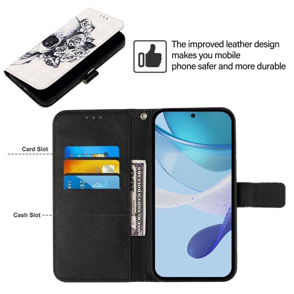 Patte könyv tok Samsung Galaxy M55 5G - koponya és rózsa