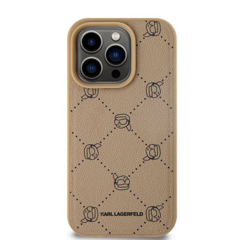 Karl Lagerfeld PU Karl Heads mintás Magsafe hátlap iPhone 15 Pro Max bézs színű hátlaphoz