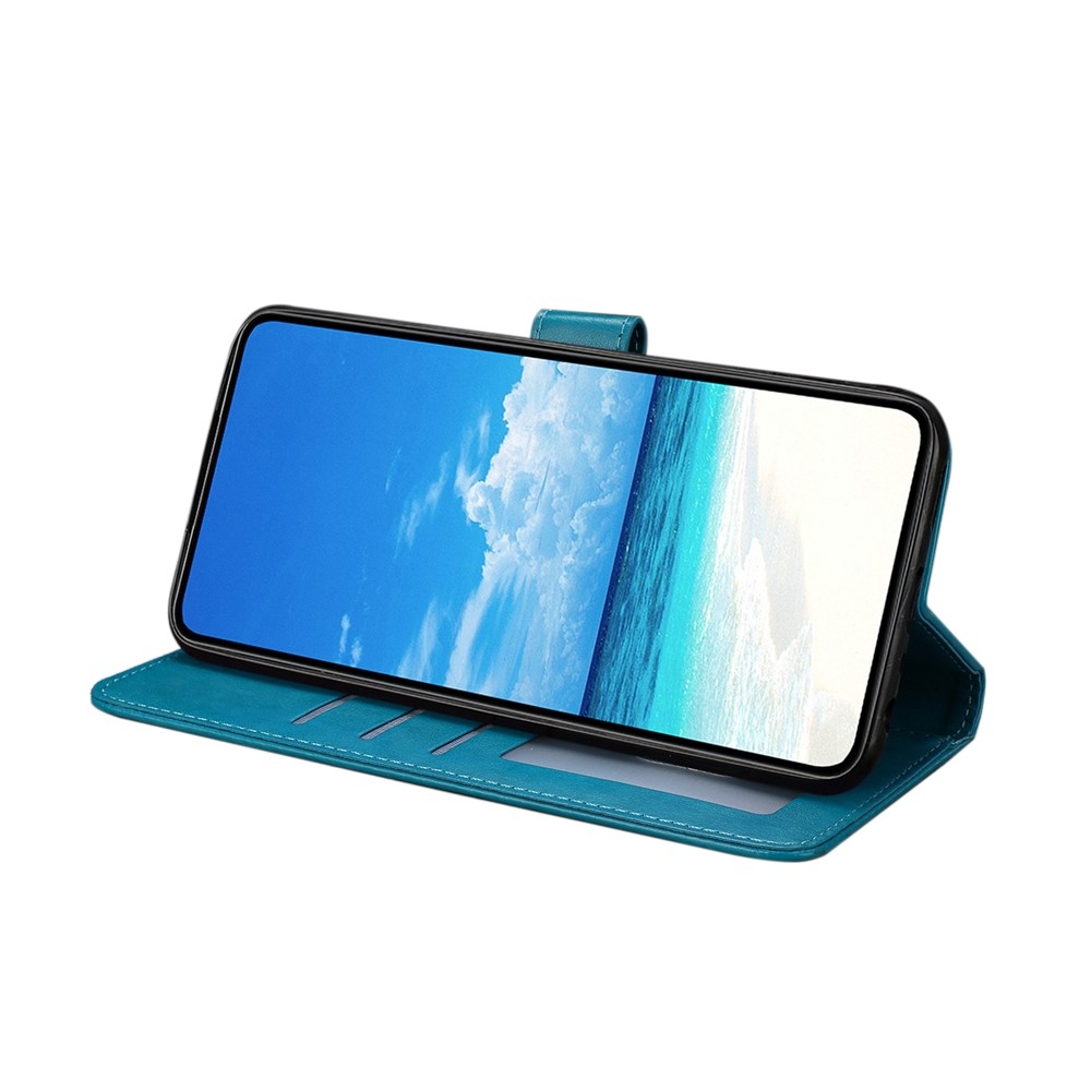 Virágos pillangó könyv tok Xiaomi 15T-hez - kék