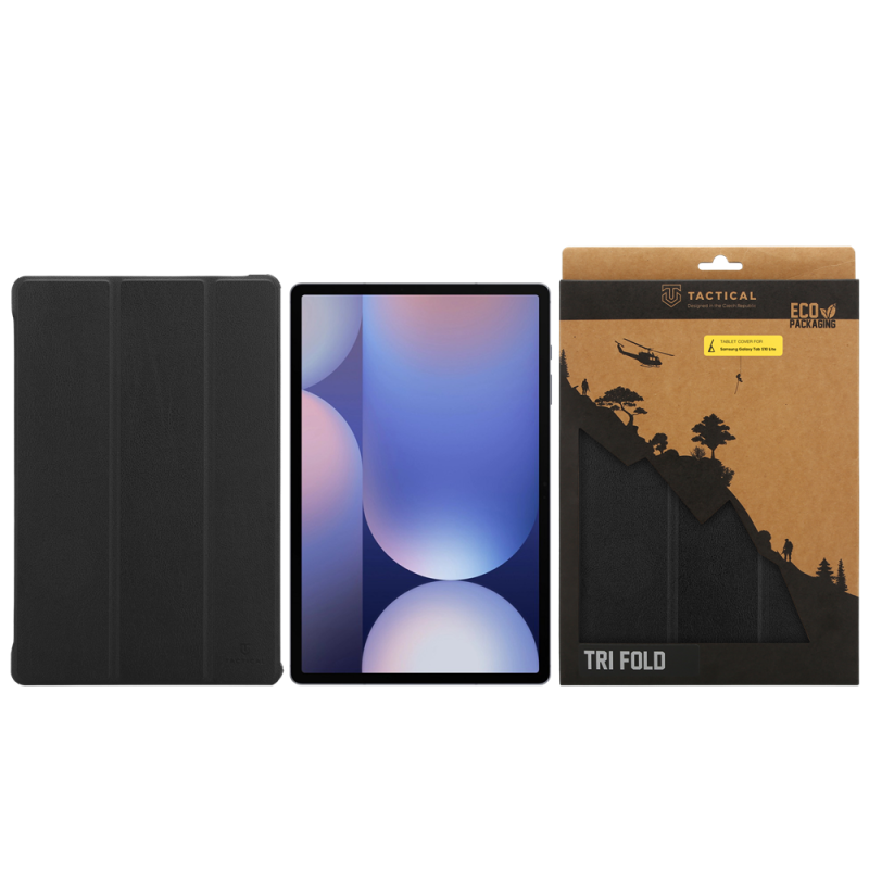 Tactical Book Tri Fold Case for Samsung Galaxy Tab S9/S9 FE/S10 FE/S10 Lite Fekete