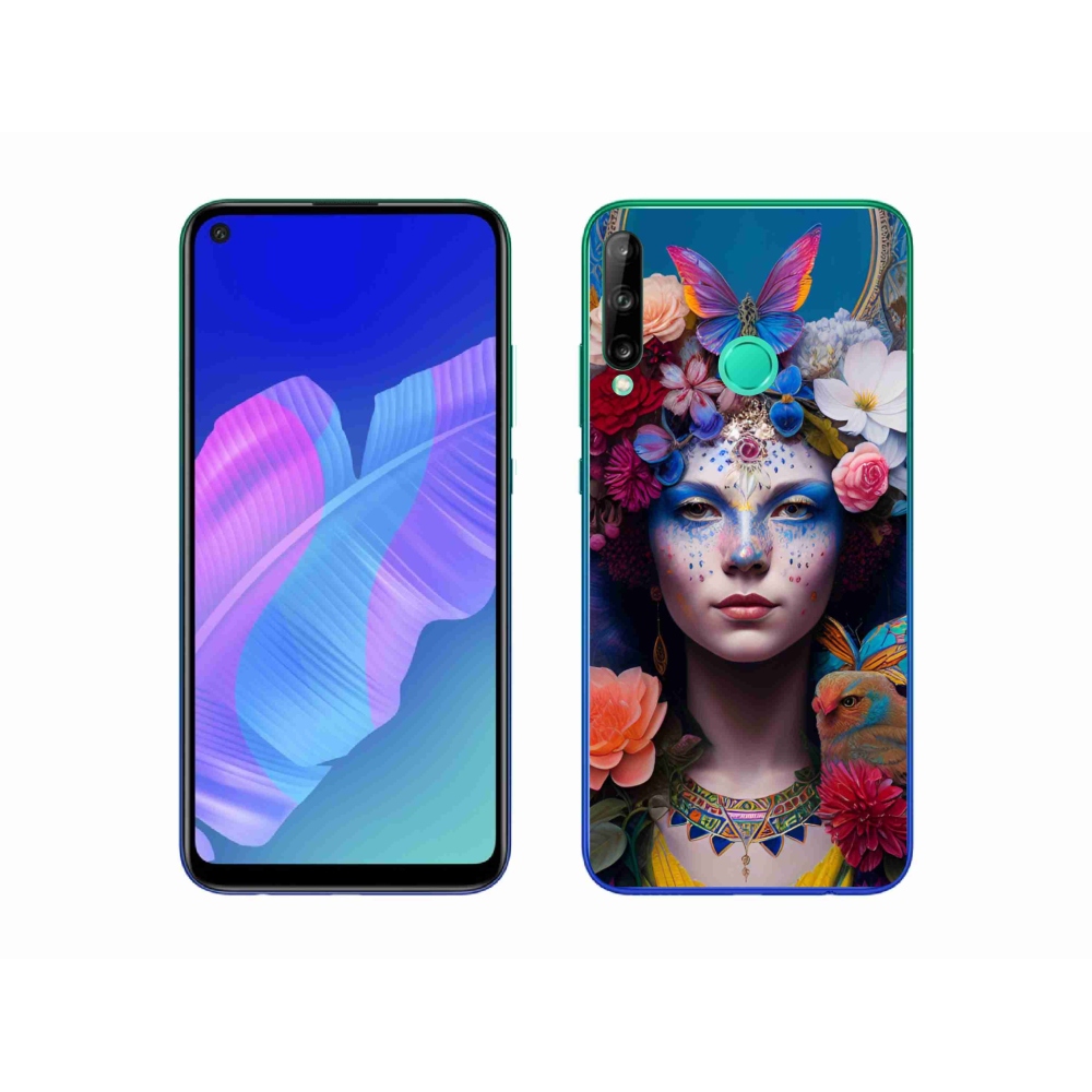 Gél borító mmCase a Huawei P40 Lite E számára - nő virágokkal