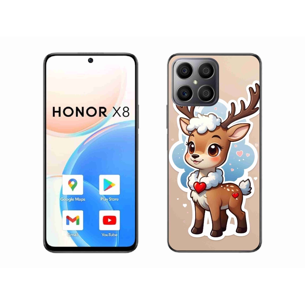 Zselés borítás mmCase a Honor X8-hoz - rajzfilm rénszarvas