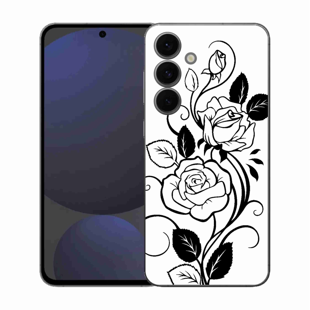 Zselés borítás mmCase Samsung Galaxy S25 FE készülékhez - fekete és fehér rózsa