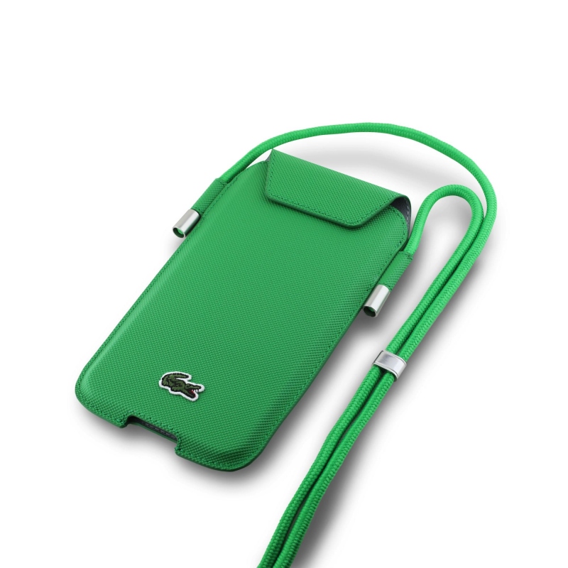 Lacoste PVC Iconic Petit Pique telefon zseb XL zöld