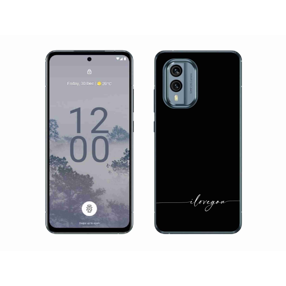 Zselés borítás mmCase a Nokia X30 5G készülékhez - Szeretlek fekete háttérrel