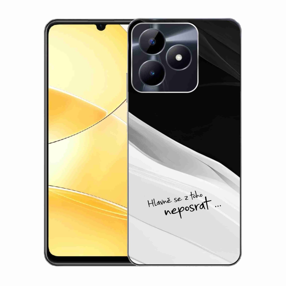 Gél borító mmCase a Realme C51/C53 készülékhez - vicces szöveg 13 fekete és fehér háttérrel