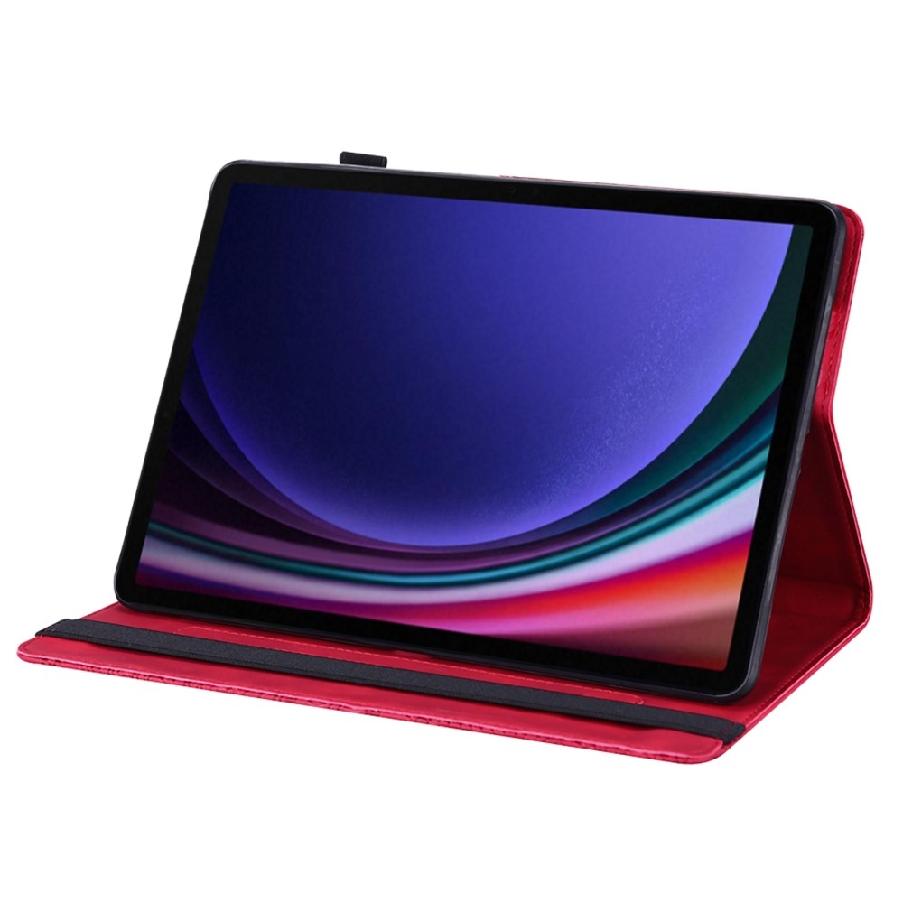Virágok záródó tok Samsung Galaxy Tab S9 FE/Tab S10 FE - piros