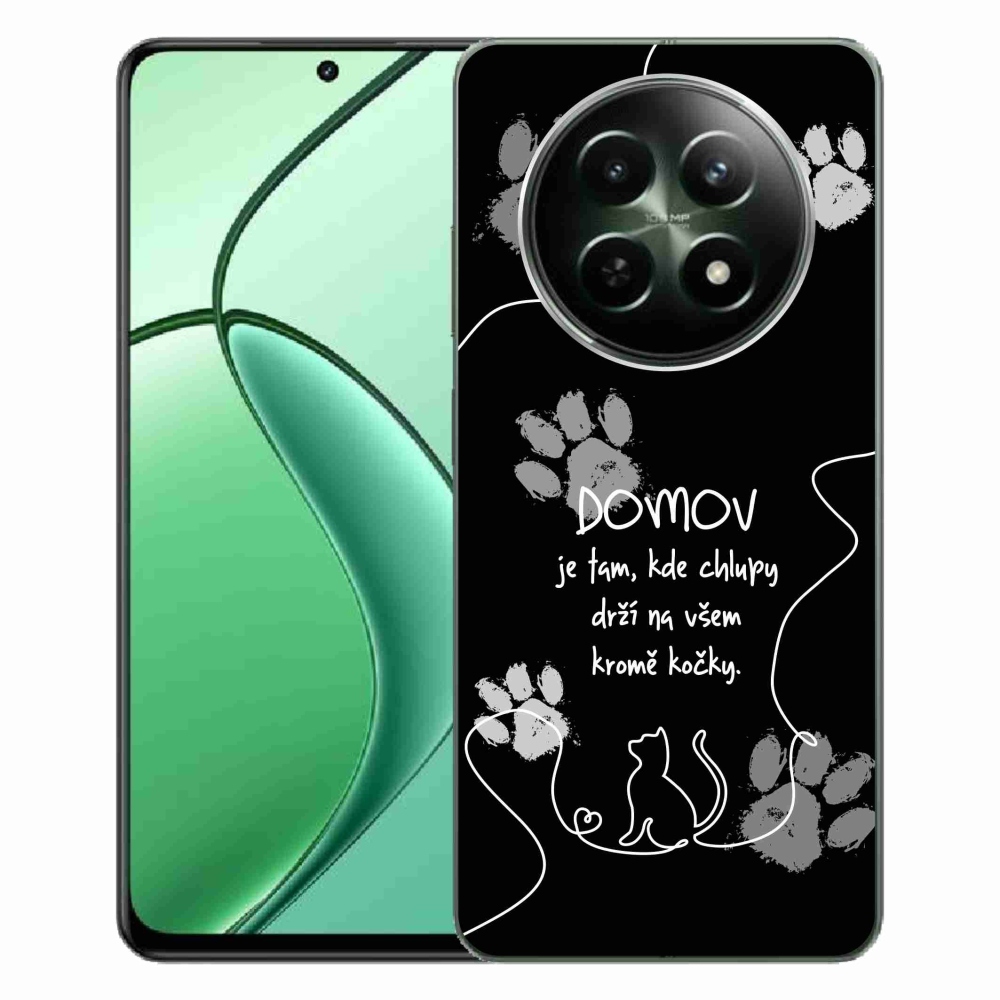 Gél borító mmCase a Realme 12 5G/12x 5G készülékhez - macska motívum fekete háttérrel