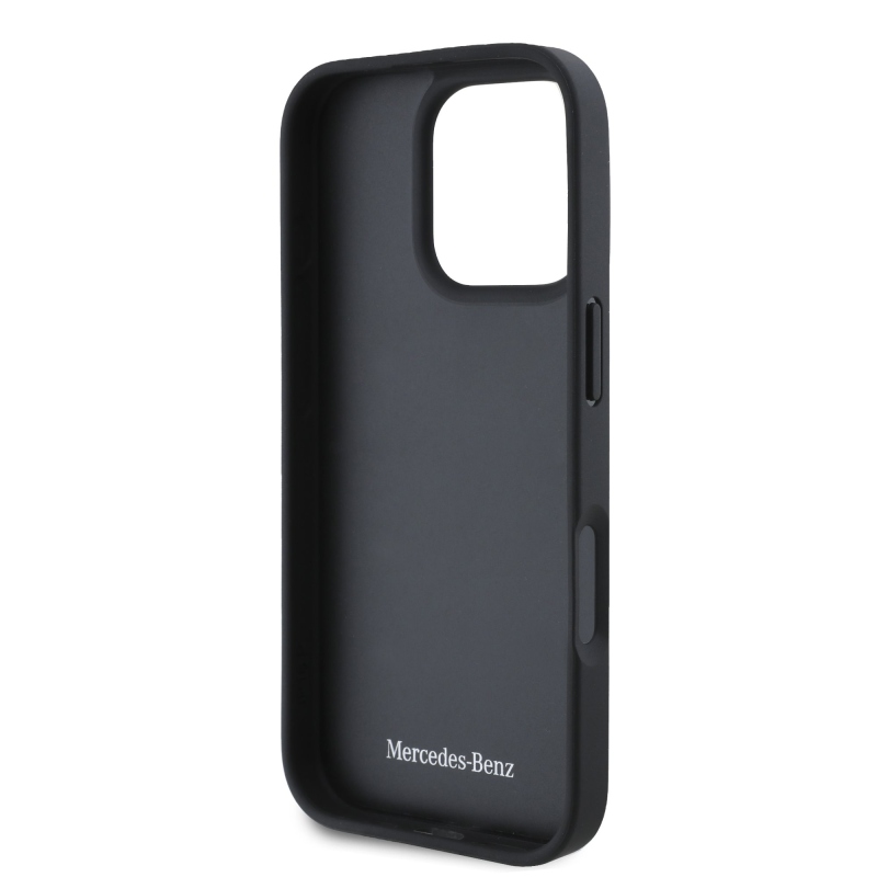 Mercedes ívelt öltések bőr hátlap iPhone 16 Pro barna színű borítóhoz