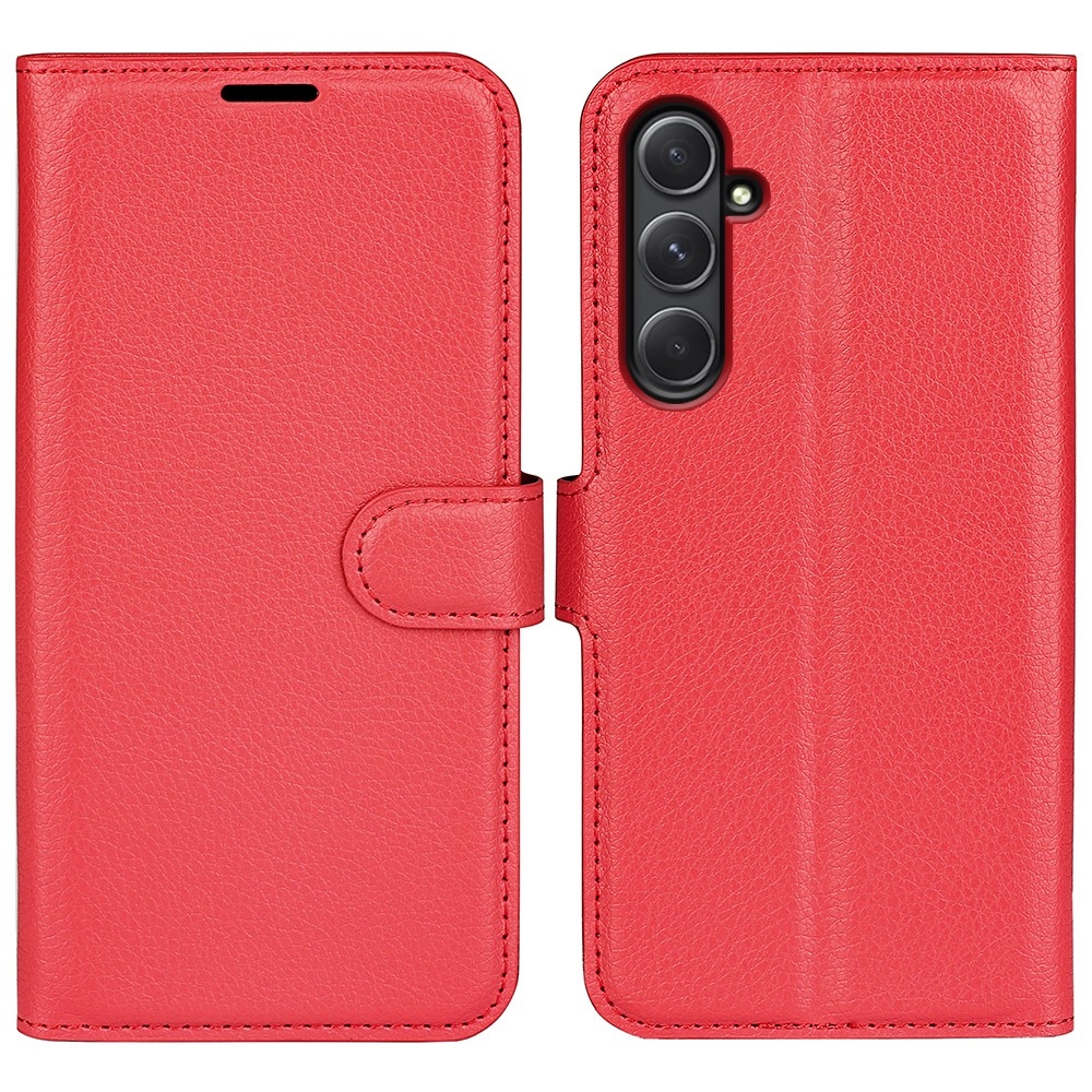 Litchi könyv tok Samsung Galaxy A55 5G - piros