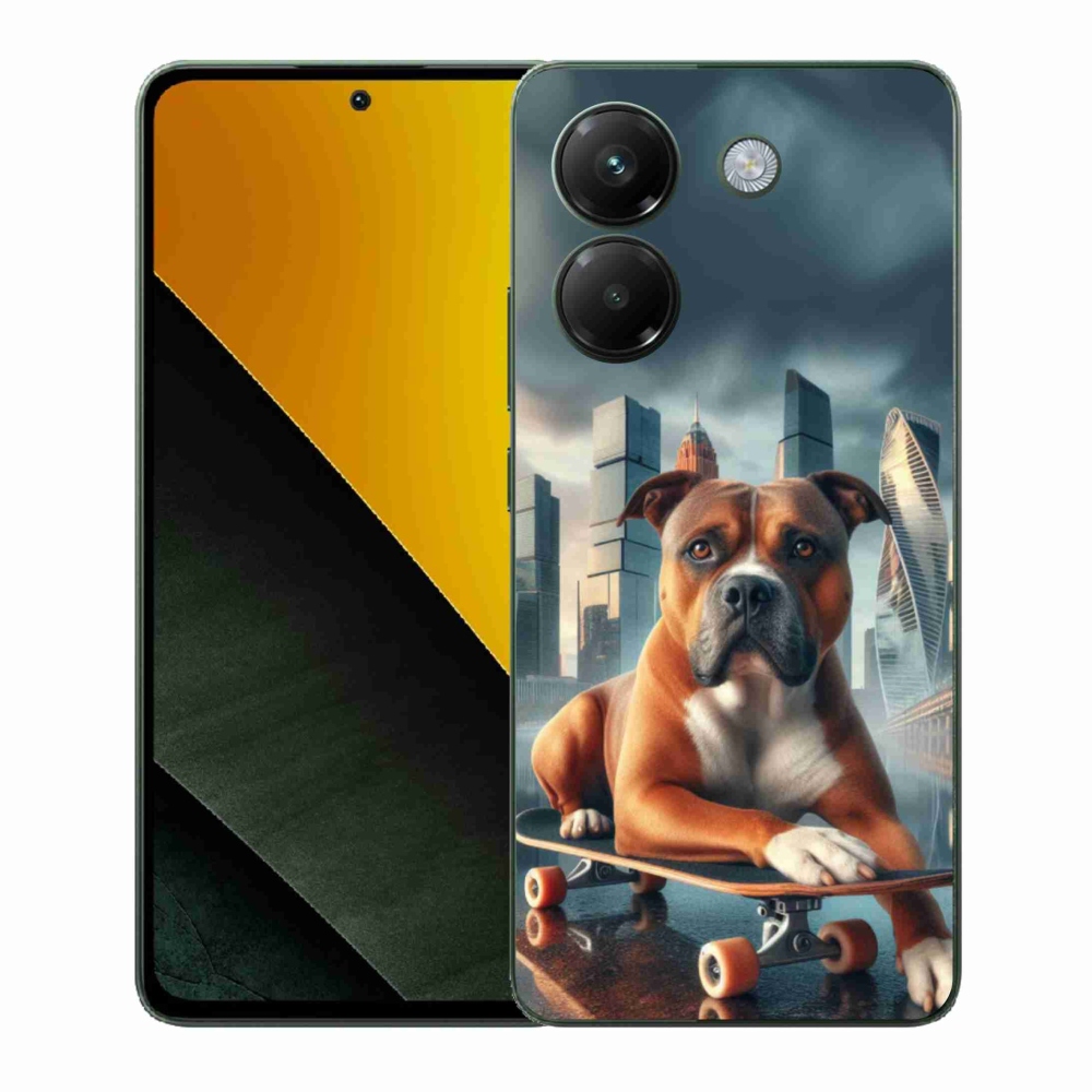 Gél borítás mmCase a Xiaomi Poco M7 Pro 5G számára - kutya gördeszkán