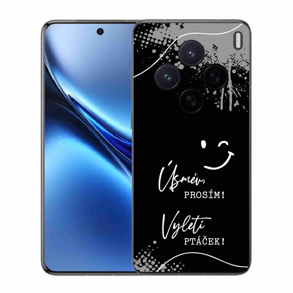 Zselés borító mmCase a Vivo X200 5G készülékhez - vicces szöveg 4 fekete háttérrel