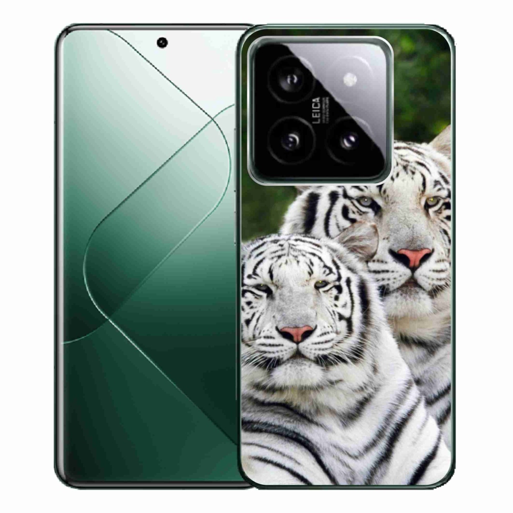 Gél tok mmCase a Xiaomi 14 Pro-hoz - fehér tigrisek
