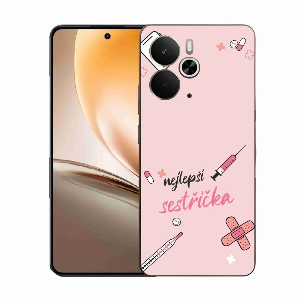 Gél borító mmCase a Realme 14 5G-n - a legjobb kishúg rózsaszín háttérrel
