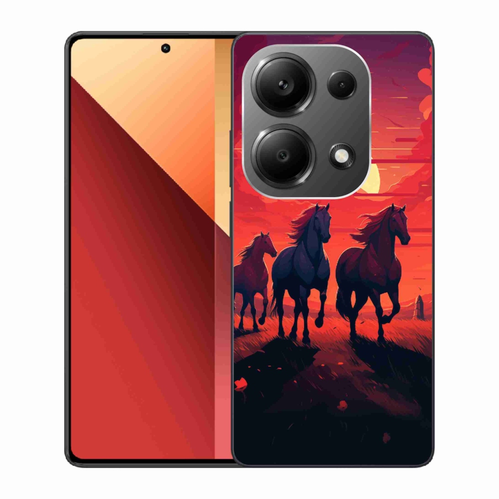 Gél borítás mmCase a Xiaomi Redmi Note 13 Pro 4G/Poco M6 Pro - lovak és naplemente számára
