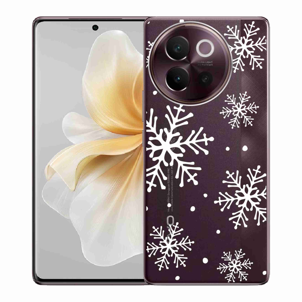 Gél borítás mmCase a Vivo V40 Lite 5G-n - fehér pelyhek átlátszó háttéren