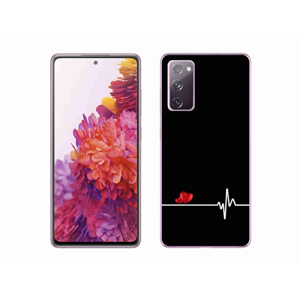 Gél borítás mmCase Samsung Galaxy S20 FE - szív és szívverés fekete háttérrel