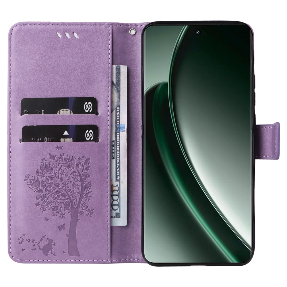 Fa könyvtáska a Realme GT 6 5G/GT 6T 5G számára - világos lila