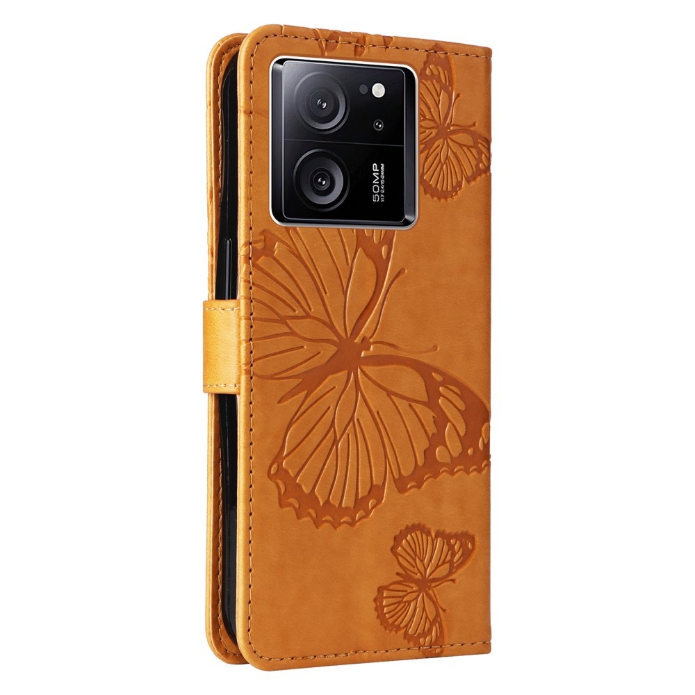 Nagy pillangó könyv tok a Xiaomi 13T/13T Pro-hoz - sárga