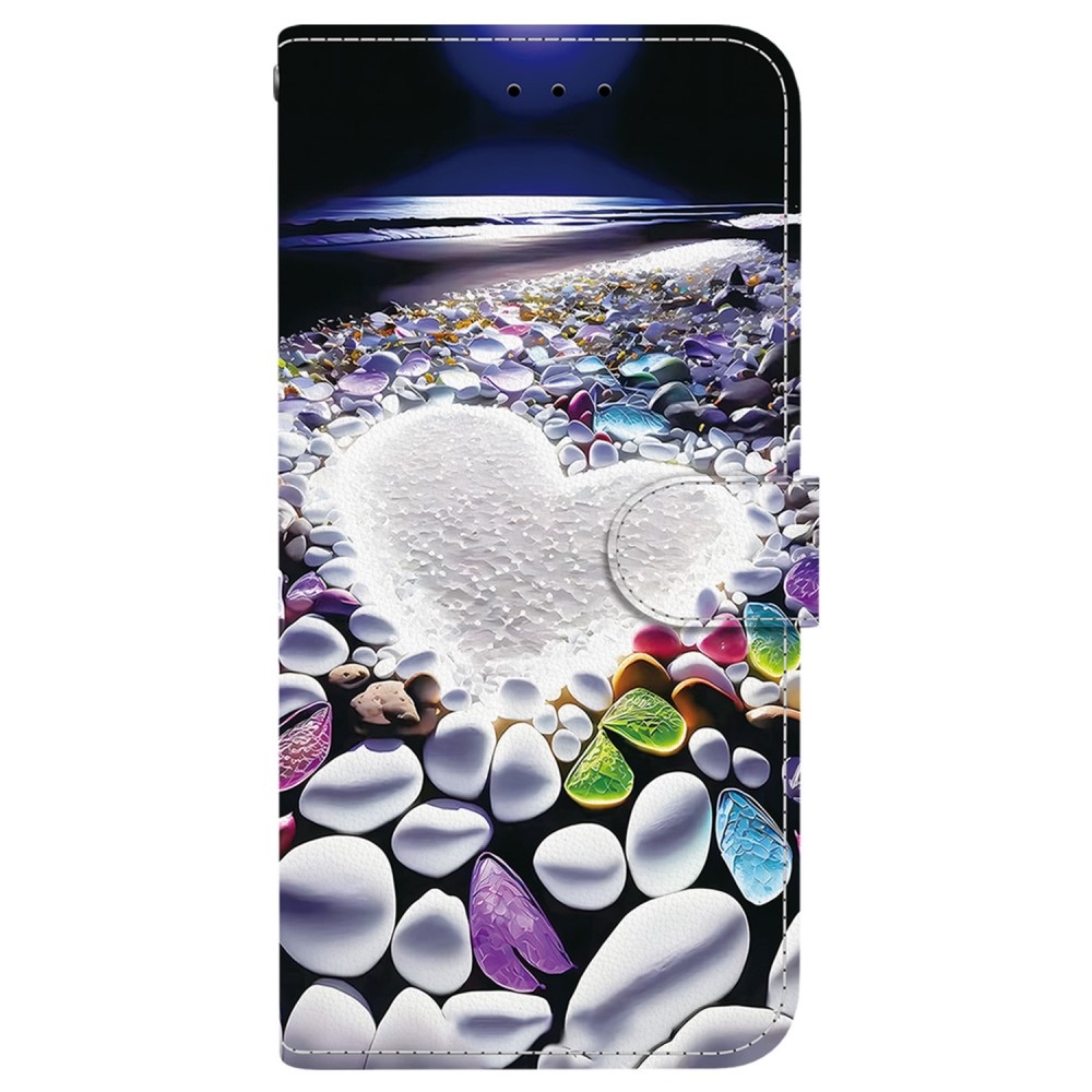 Sokoldalú könyvtáska Samsung Galaxy A36 5G/A56 5G - szív és strasszkövek