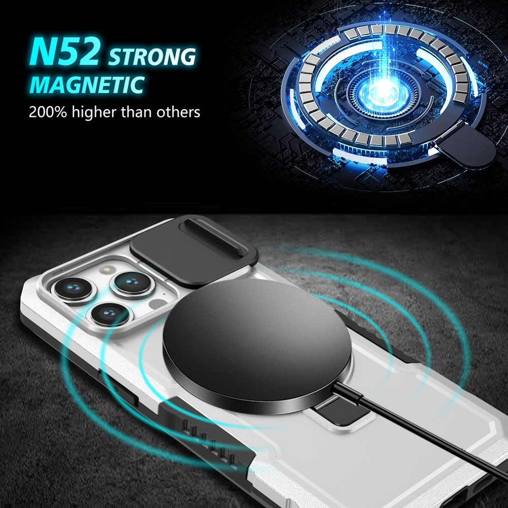 Katonai tartós védőburkolat MagSafe-vel iPhone 14 Pro Max készülékhez - Fekete/Fehér