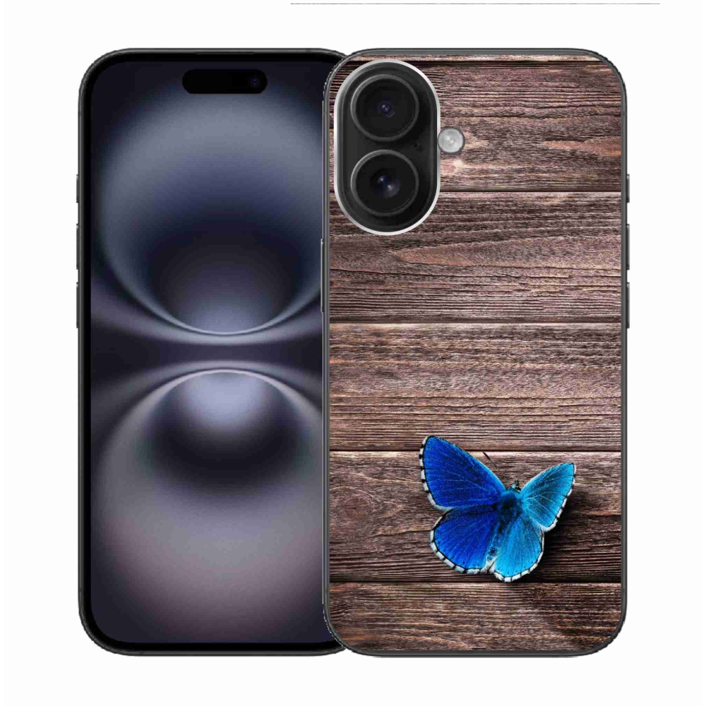 Zselés borítás mmCase iPhone 16 készülékhez - kék pillangó 1