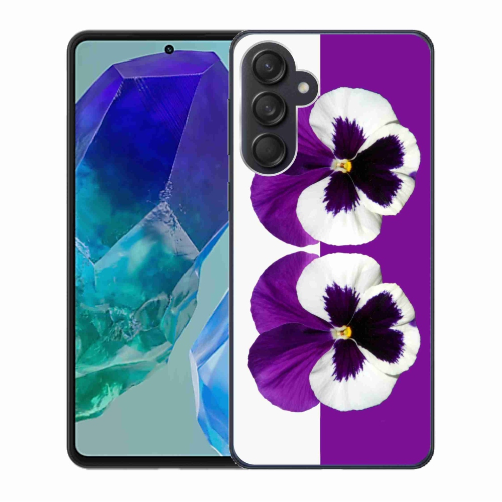 Gél védőhuzat mmCase Samsung Galaxy M55 5G - lila és fehér virág