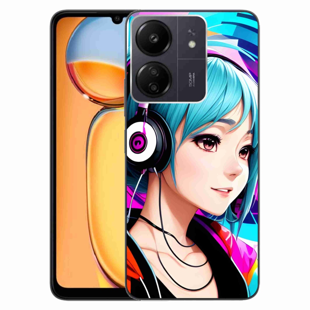 Gél borítás mmCase a Xiaomi Poco C65/Redmi 13C - lány fejhallgatóval