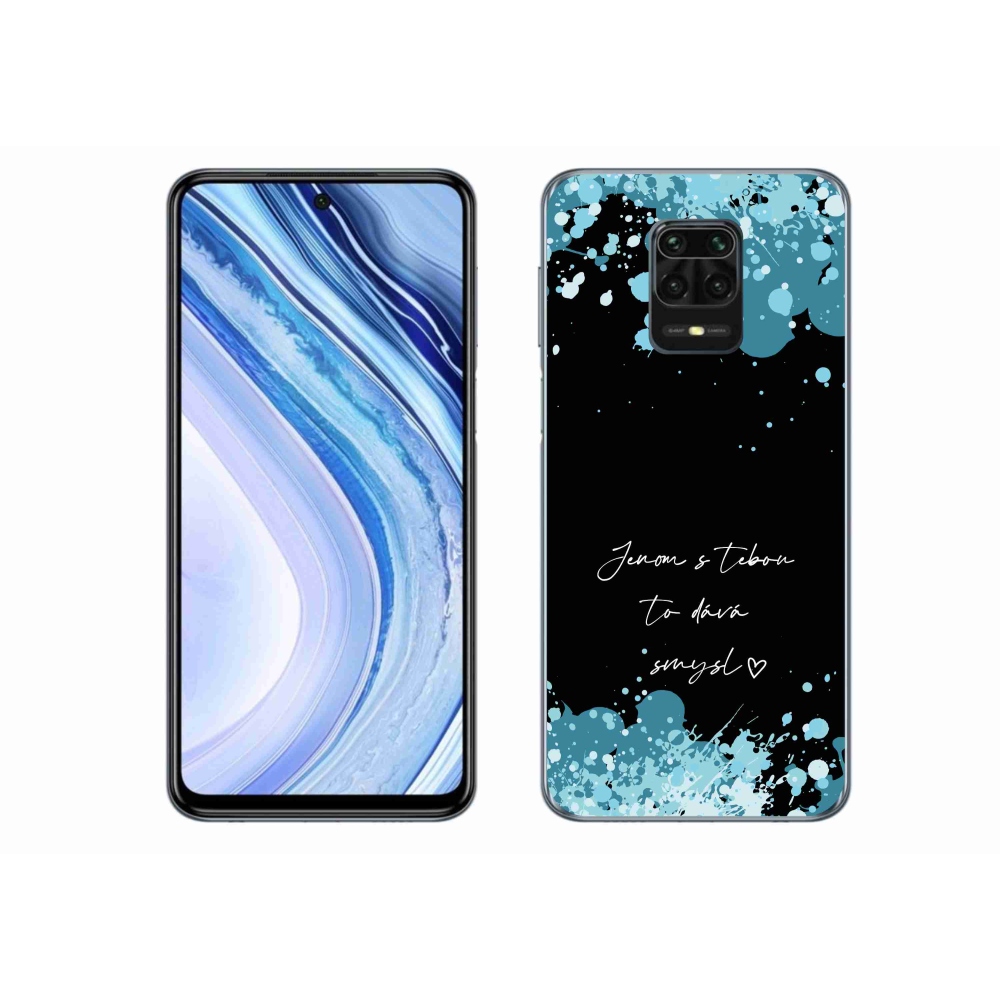 Gél borító mmCase a Xiaomi Redmi Note 9S-hez - szerelmes szöveg fekete háttérrel