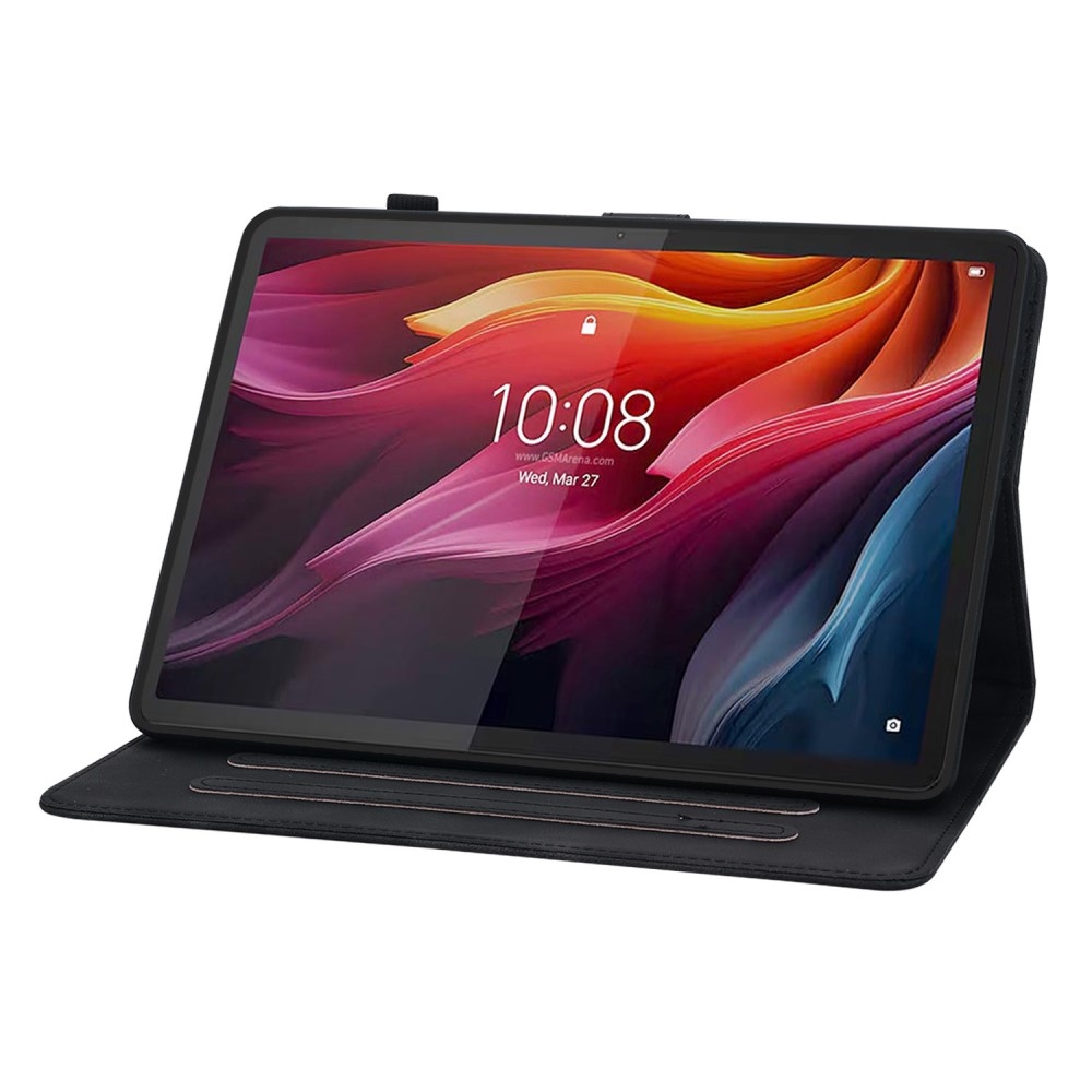 Virágok záródó tok Lenovo Tab K11 Plus-hoz - fekete