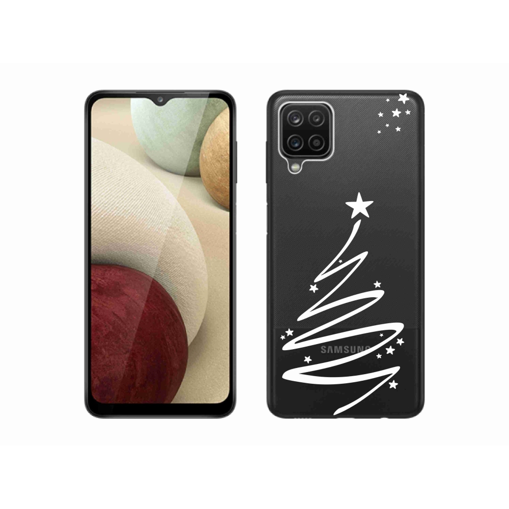 Gél borítás mmCase Samsung Galaxy A12 készülékhez - fehér fa átlátszó háttéren