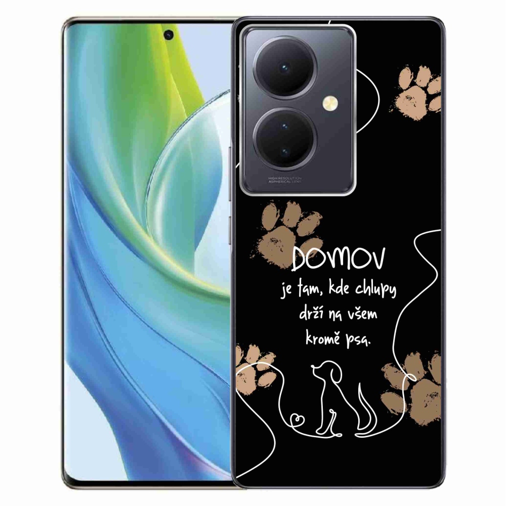 Gél borító mmCase a Vivo V29 Lite 5G készülékhez - kutya motívum fekete háttérrel