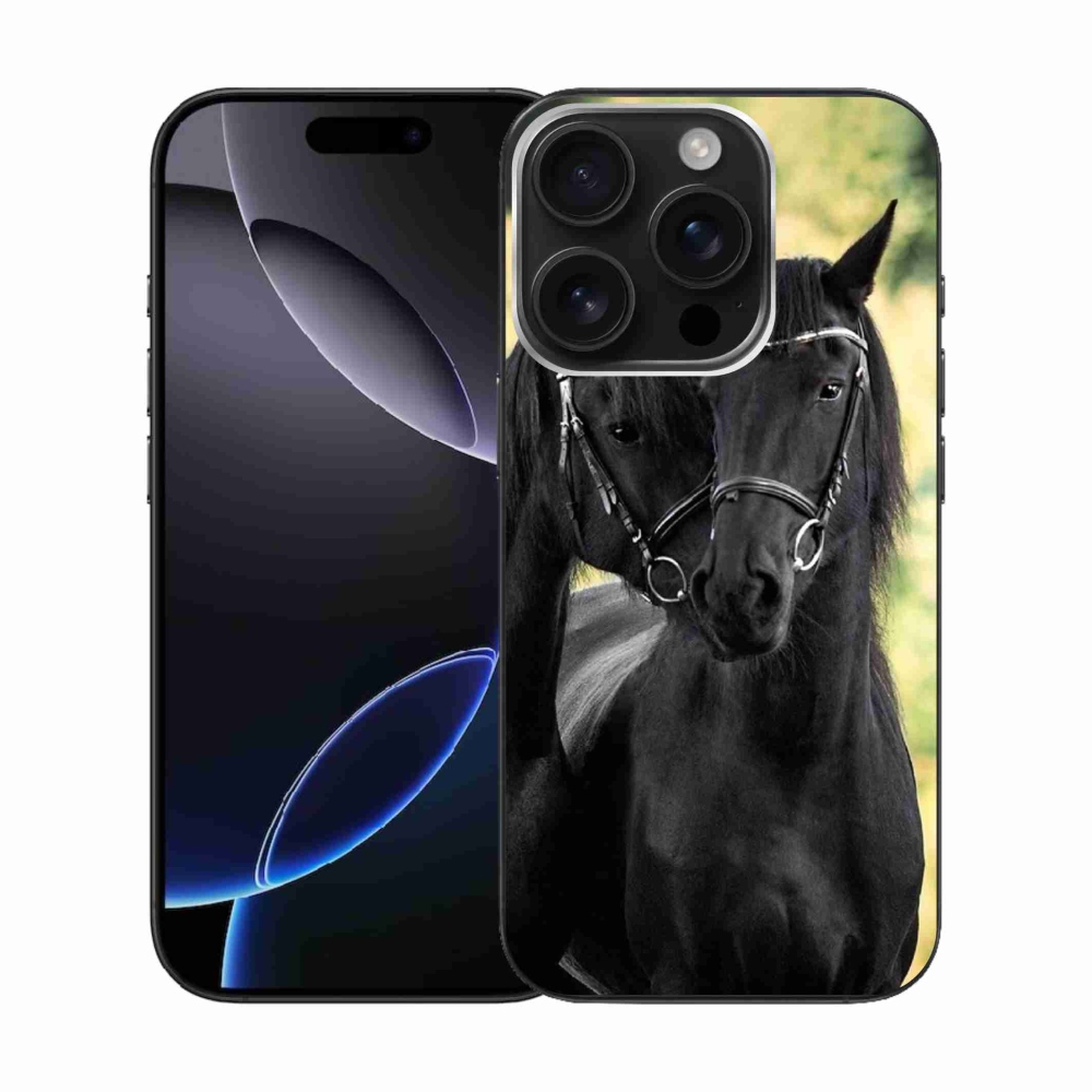 Zselés borítás mmCase iPhone 16 Pro készülékhez - két fekete ló