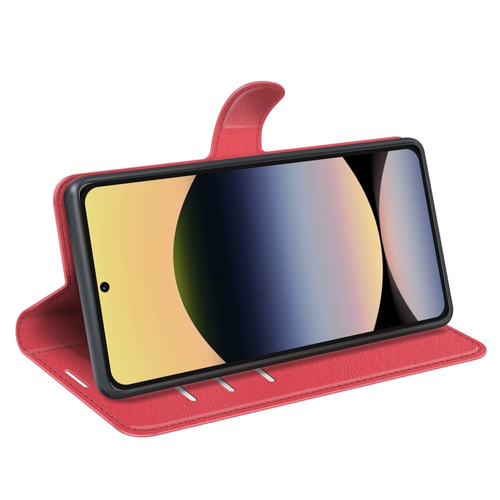 Litchi könyv tok Xiaomi Redmi Note 14S-hez - piros