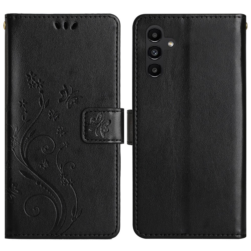 Virágok könyv tok Samsung Galaxy S25-hez - fekete